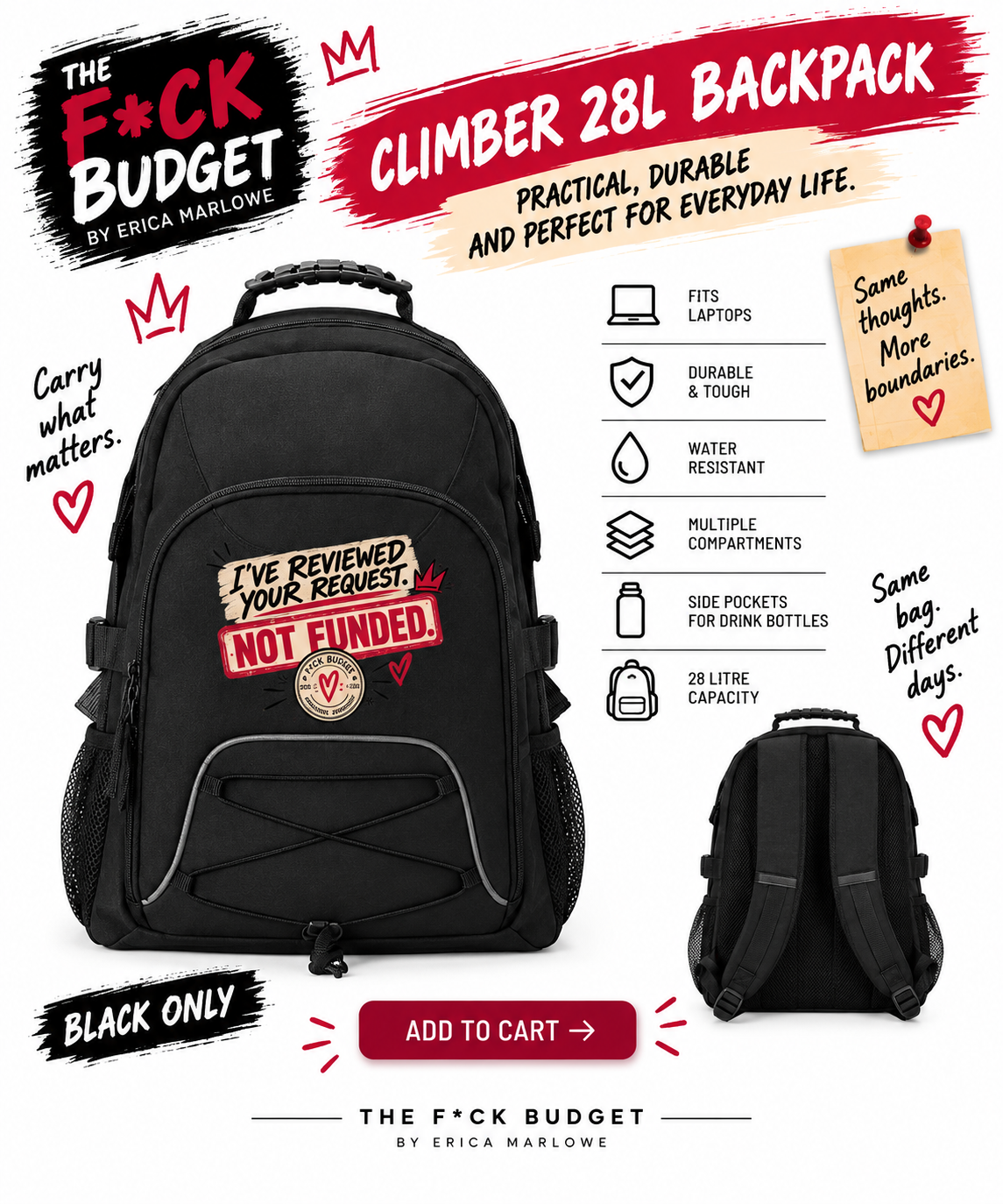The F*ck Budget 28L backpack.